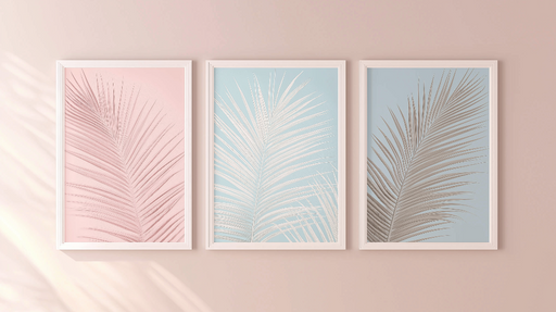 Papier peint feuilles de palmier Motifs délicats sur fond pastel