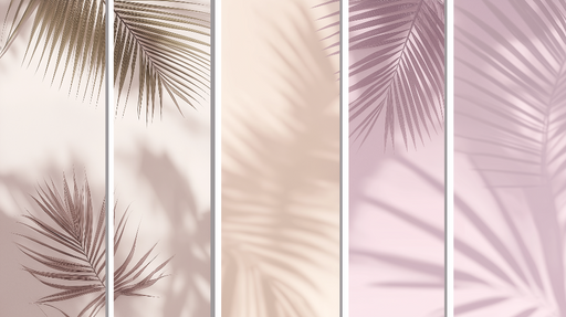 Papier peint feuilles de palmier Ombres douces sur des tons pastel