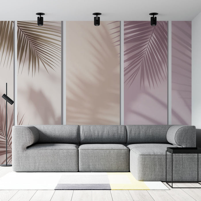 Papier peint feuilles de palmier | Ombres douces sur des tons pastel