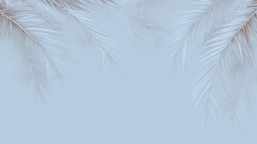 Papier peint feuilles de palmiers branches tombantes bleues