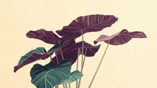 Papier peint feuilles de plante Un élégant mélange de vert et violet