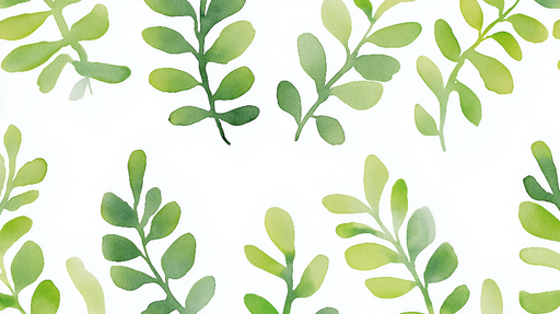 Papier peint feuilles Degrade de vert en pastel sur fond blanc