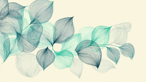 Papier peint feuilles dégradées Motif de feuilles en dégradé de verts et bleus