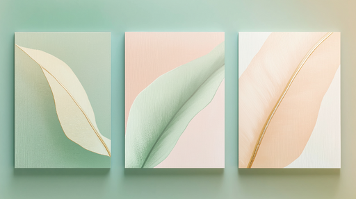 Papier peint feuilles délicates Éléments naturels aux teintes pastel