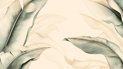Papier peint feuilles délicates Feuilles aux courbes élégantes sur fond clair