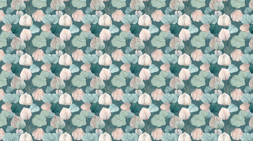 Papier peint feuilles délicates Motif de feuilles aux teintes pastels sur fond turquoise