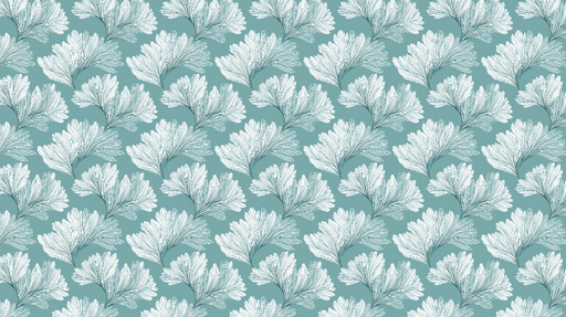 Papier peint feuilles délicates Motif de feuilles blanches sur fond bleu-vert apaisant