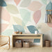 Papier peint feuilles délicates avec motif de feuilles pastel sur fond clair pour décoration intérieure moderne