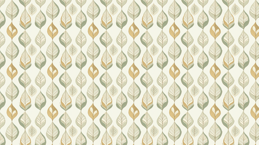 Papier peint feuilles délicates Motifs de feuilles en vert et or sur fond clair