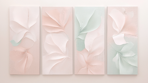 Papier peint feuilles délicates Motifs floraux en nuances de rose et vert d'eau