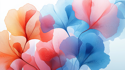 Papier peint feuilles dessinées Motif délicat de feuilles colorées