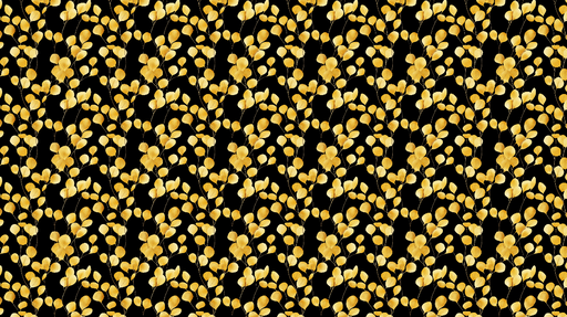 Papier peint feuilles dorées Élégant motif de feuilles dorées sur fond noir