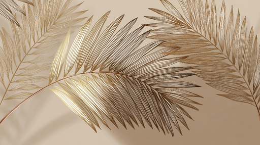Papier peint feuilles dorées Élégantes feuilles de palmier aux détails raffinés