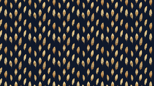 Papier peint feuilles dorées Feuilles délicates sur fond bleu nuit