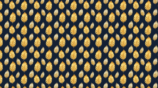 Papier peint feuilles dorées Feuilles dorées et argentées sur fond bleu nuit