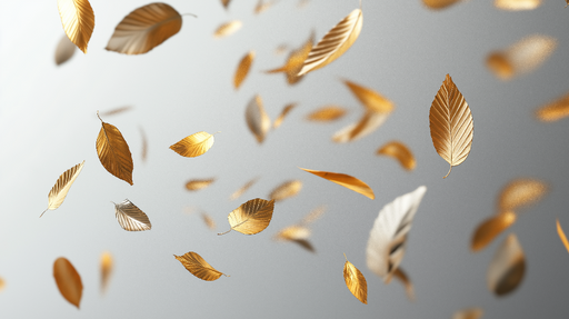 Papier peint feuilles dorées Feuilles flottantes sur fond ombragé