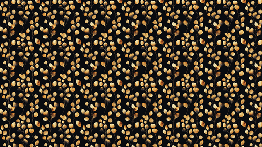 Papier peint feuilles dorées Motif de feuillage délicat sur fond noir