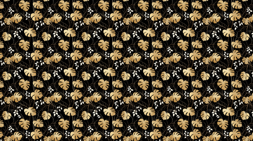 Papier peint feuilles dorées Motif de feuilles exotiques sur fond noir