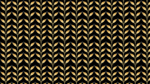Papier peint feuilles dorées Motif de feuilles stylisées sur fond noir