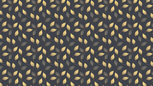 Papier peint feuilles dorées Motif délicat de feuilles dorées sur fond foncé