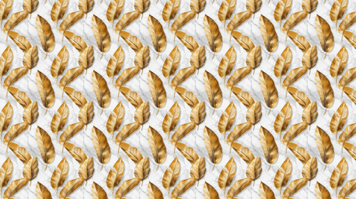 Papier peint feuilles dorées Motif élégant de feuilles dorées sur fond marbré blanc