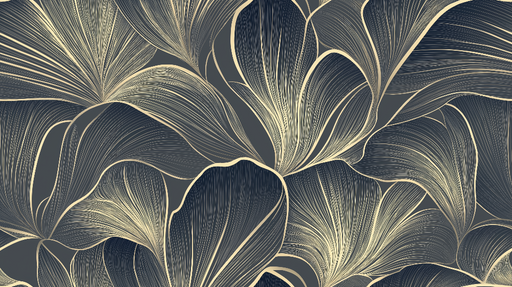 Papier peint élégant avec motif de feuilles dorées sur fond sombre pour décoration murale moderne.