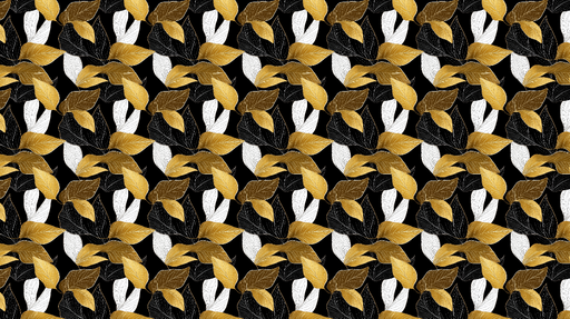 Papier peint feuilles dorées Motif élégant de feuilles sur fond noir