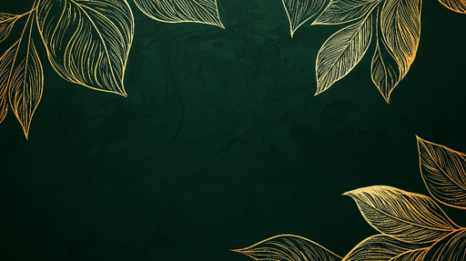 Papier peint feuilles dorées avec motif élégant sur fond vert profond pour décoration murale sophistiquée.