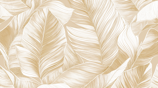 Papier peint feuilles dorées Un motif délicat de feuilles dorées sur fond beige