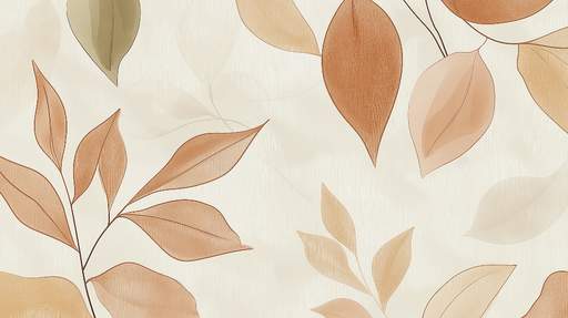 Papier peint feuilles douces Motif de feuilles aux teintes terreuses et pastel