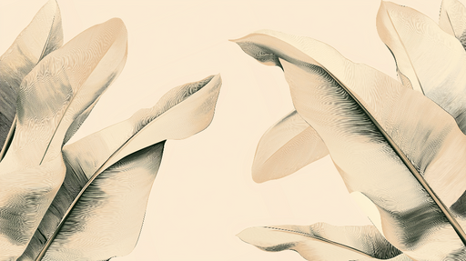 Papier peint feuilles élégantes Feuilles dessinées en lignes délicates sur fond doux