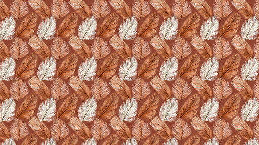 Papier peint feuilles élégantes Motif de feuilles aux teintes chauds sur fond terracotta