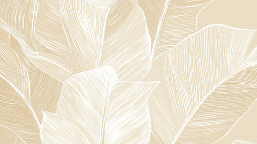 Papier peint feuilles élégantes Motif de feuilles blanches sur fond beige doux