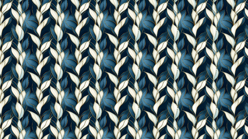 Papier peint feuilles élégantes Motif de feuilles blanches sur fond bleu nuit