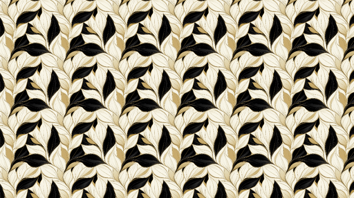 Papier peint feuilles élégantes Motif de feuilles en noir, crème et beige