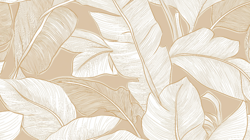 Papier peint feuilles élégantes Motif délicat de feuilles blanches sur fond beige