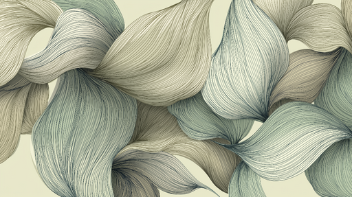 Papier peint feuilles élégantes Motifs de feuilles fluides en tons doux