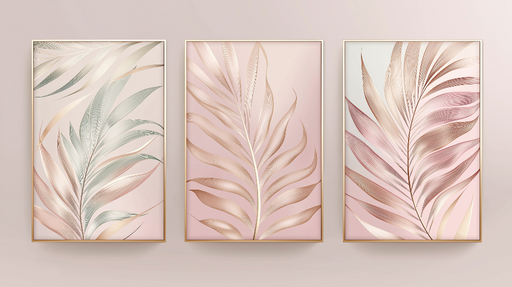 Papier peint feuilles élégantes Motifs délicats de feuilles dorées sur fond rose