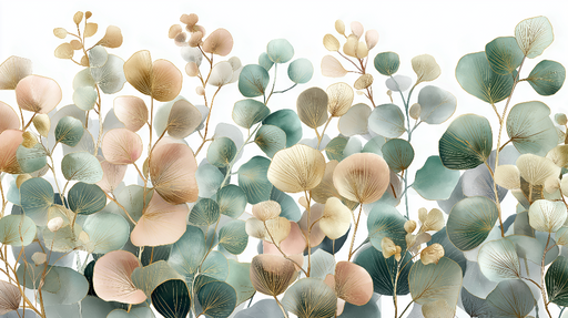 Papier peint feuilles élégantes Motifs sophistiqués aux teintes douces et dorées