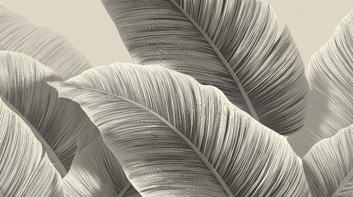 Papier peint feuilles en noir et blanc Un élégant motif de feuilles stylisées