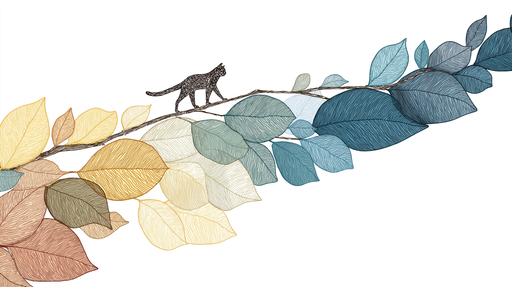 Papier peint feuilles et chat Un chat parmi des feuilles colorées