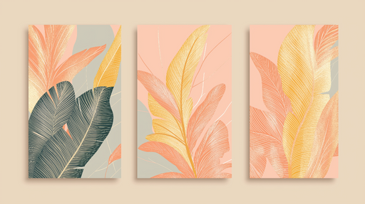 Papier peint feuilles exotiques Motifs élégants de feuilles en tonalités douces