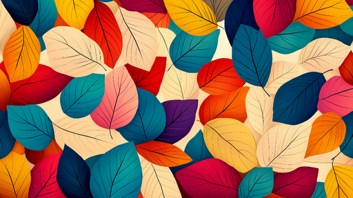 Papier peint feuilles La tombée de l'automne en multicolore