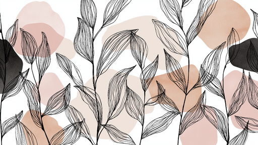 Papier peint feuilles linéaires Un motif délicat de feuillage sur fond doux