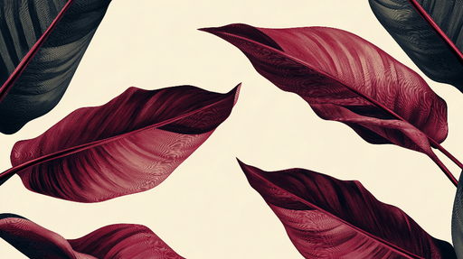 Papier peint feuilles luxuriantes Feuilles bordeaux et noires sur fond clair