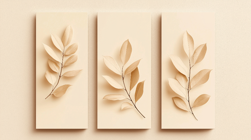 Papier peint feuilles minimalistes Élégantes feuilles beige en relief