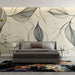 Papier peint minimaliste noir et blanc avec motif de feuilles élégantes pour chambre moderne