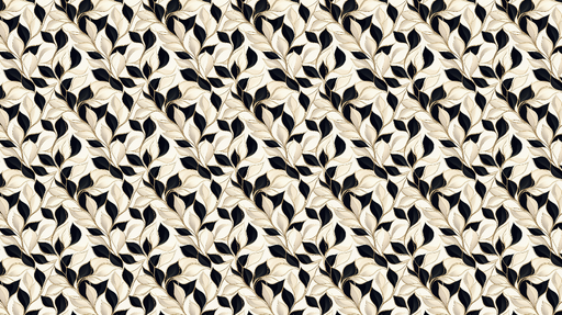 Papier peint feuilles modernes Motif de feuilles en noir et crème