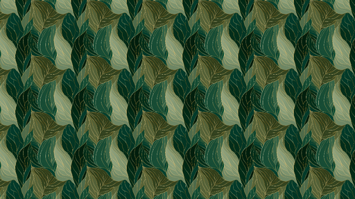 Papier peint feuilles Motifs de feuillage en vert et or