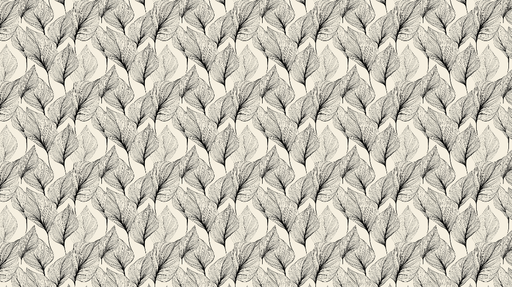 Papier peint feuilles noires et blanches Motif élégant de feuilles détaillées sur fond crème